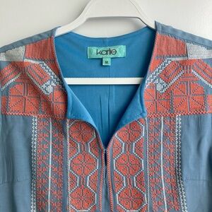 Embroidered tunic shirt dress